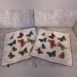 Pier1 Throw Pillow Covers 17x17 Butterflies Set of two (no pillows just covers)